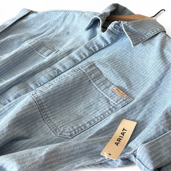Ariat NEW Western Romper Shorts Womens XL Herringbone Denim Utility Cowgirl Boho - Picture 3 of 9